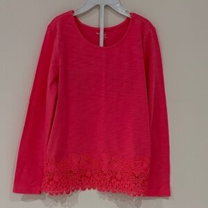 GAP Pink Long Sleeve Tee with Floral Hem